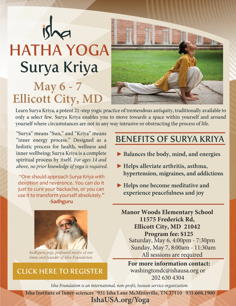 Surya Kriya in EllicottCity| Isha Foundation USA